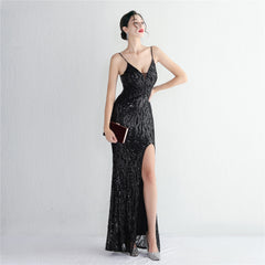 Sequined Fishtail Maxi Dress