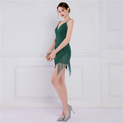 Beaded Fringe V-Neck Cami Dress