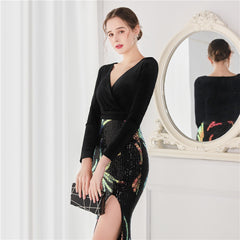 Sequin Fishtail Maxi Dress