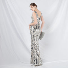 Sequined V-Neck Maxi Dress