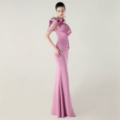 One-Shoulder Beaded Maxi Dress