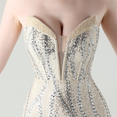 Sequined Heart-Collar Maxi Dress