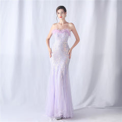 Sequined Feathered Fishtail Maxi Dress