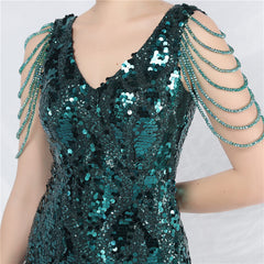 Sequined V-Neck Bodycon Dress