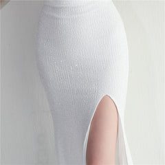 Crisscross Backless Sequined Maxi Dress