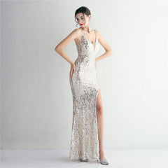 Sequined Fishtail Maxi Dress