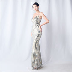Elegant Sequin V-Neck Maxi Dress