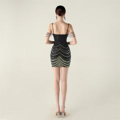 Sequined Beaded Sheath Dress