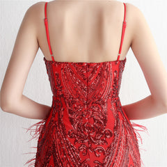 Elegant Sequin Beaded Fishtail Maxi Dress