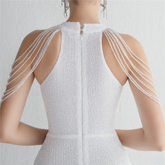 Sequined Halter Fishtail Maxi Dress