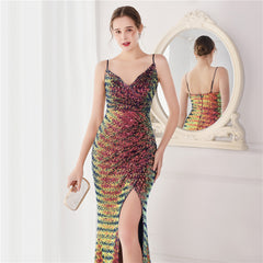 Sequined Fishtail Maxi Dress