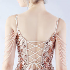 Lace-Up Beaded Split Maxi Dress