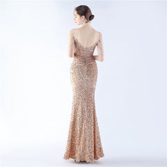 Asymmetric Sequin Maxi Dress
