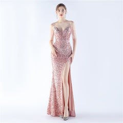 Asymmetric Sequin Maxi Dress