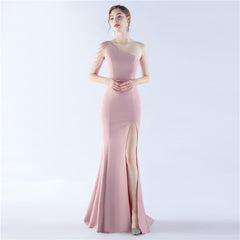 Beaded One-Shoulder Maxi Dress