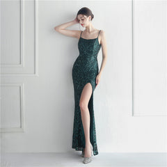 Sequined Asymmetric Maxi Dress