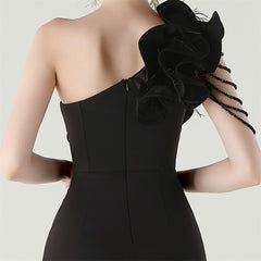 One-Shoulder Beaded Maxi Dress