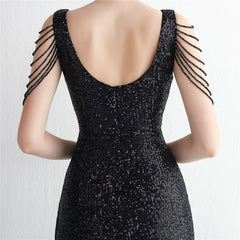 Elegant Sequined Fishtail Maxi Dress