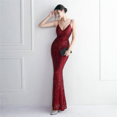 Sequined Fringed Fishtail Maxi Dress