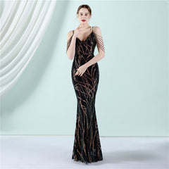 Sequin Lace Fishtail Maxi Dress