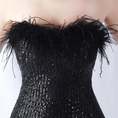 Feathered Gradient Evening Dress