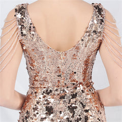 Sequined V-Neck Bodycon Dress