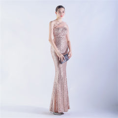 One-Shoulder Sequin Maxi Dress