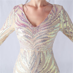 Sequined V-Neck Maxi Dress