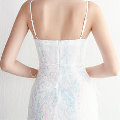 Feathered Sequined Split Maxi Dress