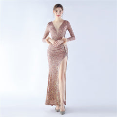 Ostrich Feather Sequined Maxi Dress