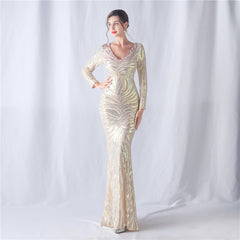 Sequined V-Neck Maxi Dress