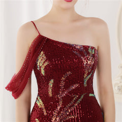 One-Shoulder Sequined Maxi Dress