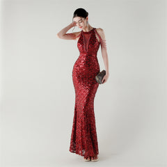 Sequined Fishtail Maxi Dress