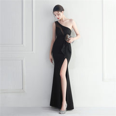 Ruffled One-Shoulder Maxi Dress