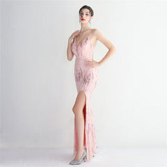 Sequined Fishtail Maxi Dress