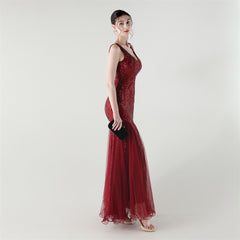 Backless Sequined Fishtail Maxi Dress