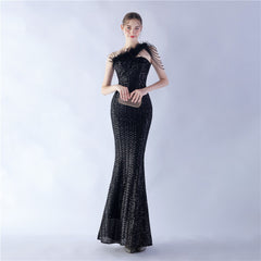 One-Shoulder Sequin Maxi Dress