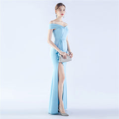 Off-Shoulder Maxi Split Dress