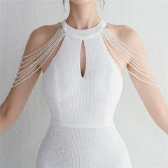 Sequined Halter Fishtail Maxi Dress