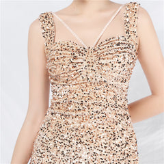 Sequined Beaded Ruched Bodycon Dress