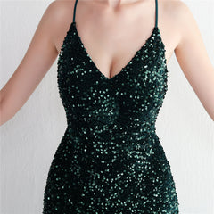 Sequined V-Neck Maxi Dress