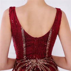 Sequined V-Neck Fishtail Maxi Dress