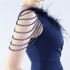 One-Shoulder Feather Maxi Dress