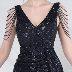 Sequined V-Neck Bodycon Dress