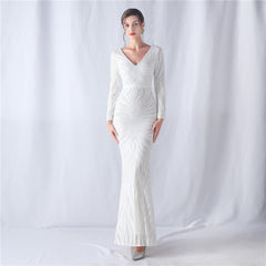 Sequined V-Neck Maxi Dress