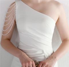 Beaded One-Shoulder Fishtail Maxi Dress