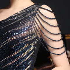 Sequined Rhinestone Evening Gown