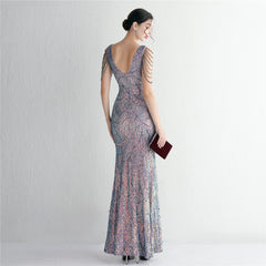 Sequined Fishtail Maxi Dress