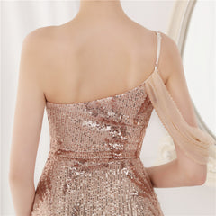 One-Shoulder Sequined Maxi Dress