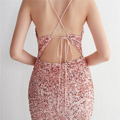 Sequined V-Neck Maxi Dress